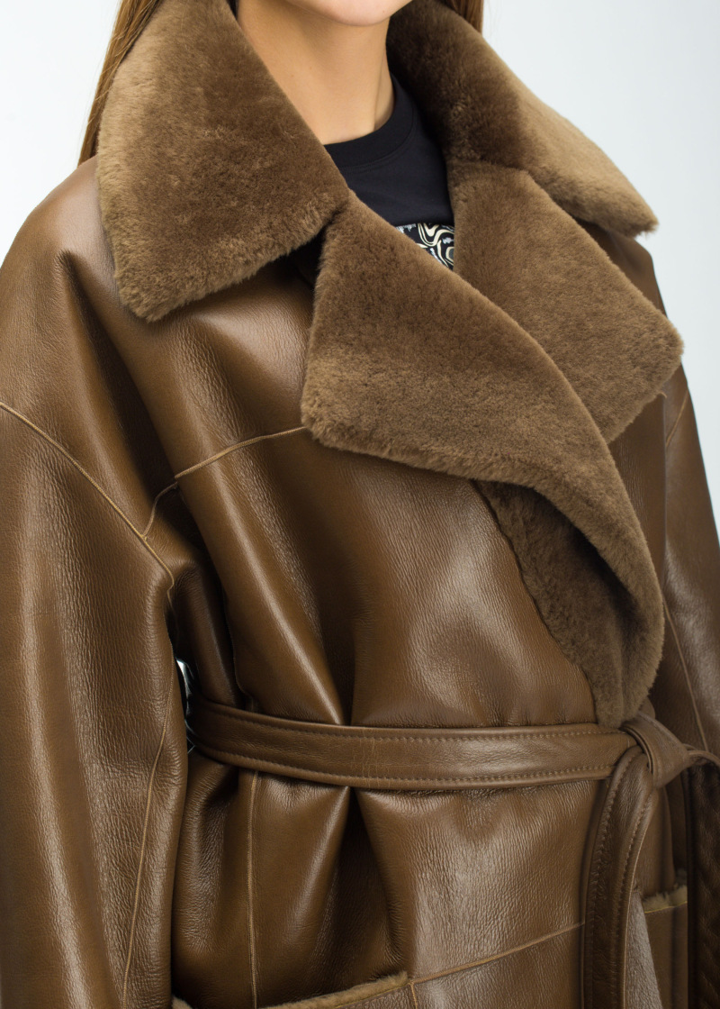 Дубленка из овчины, 19145/310, болотный