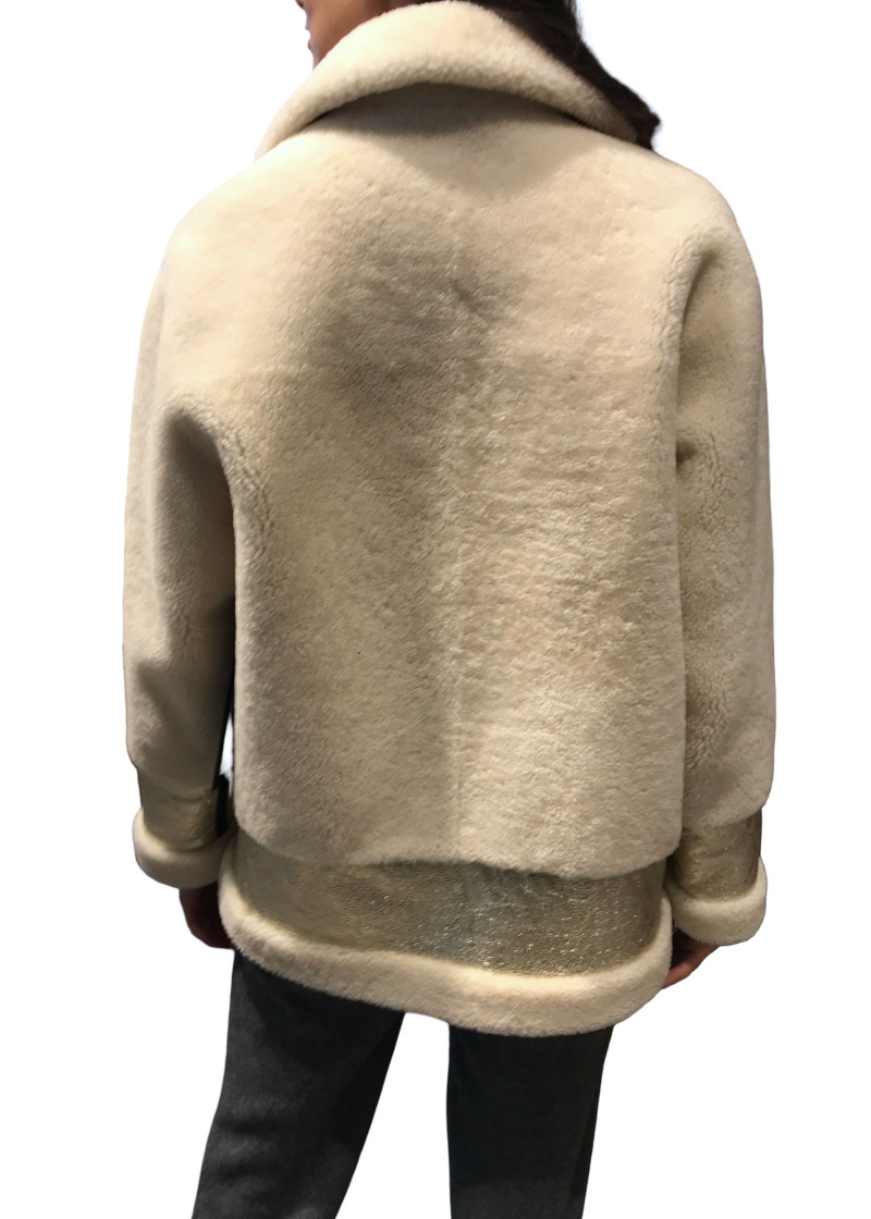 Дубленка из овчины 20025/303 ivory metal/серебро