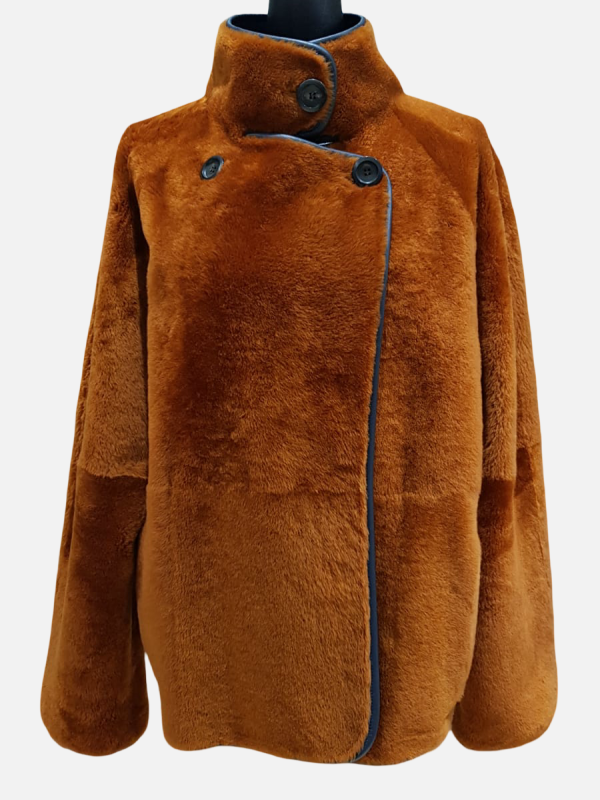 Дубленка из овчины 20057/300 spice blu/кирпичн