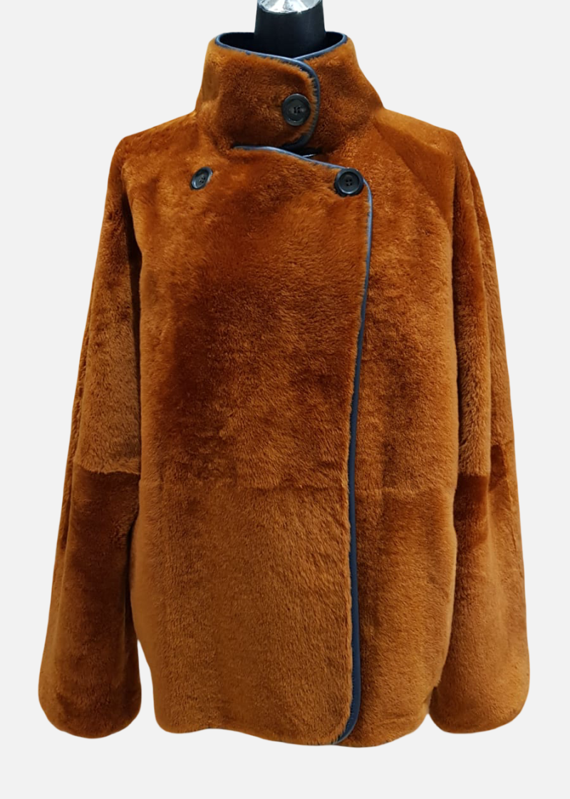 Дубленка из овчины 20057/300 spice blu/кирпичн