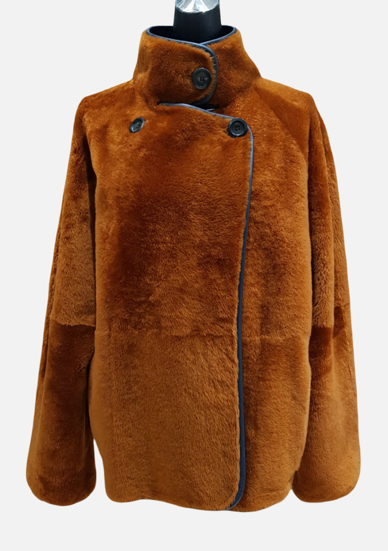 Дубленка из овчины 20057/300 spice blu/кирпичн