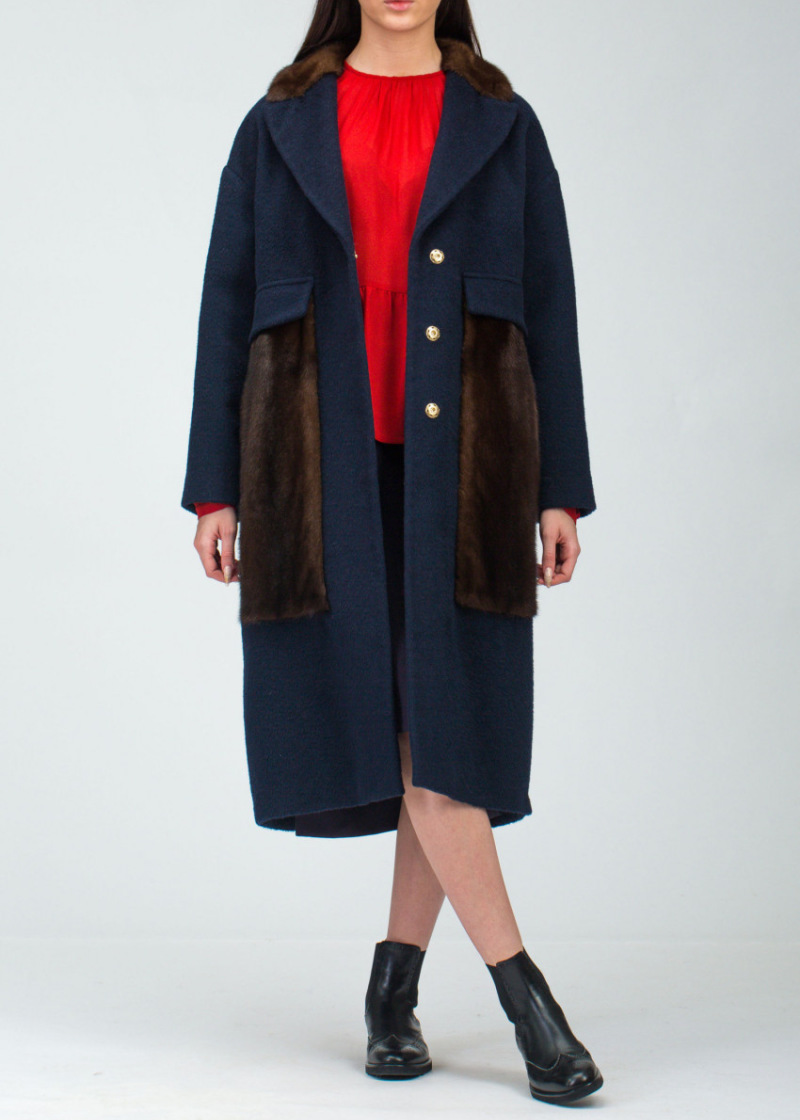 Пальто из альпаки 17010/400 синий